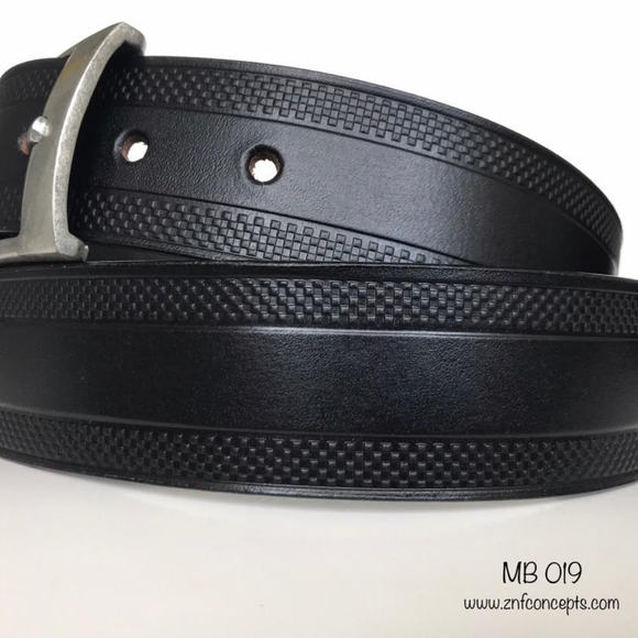 Genuine Leather Black embossed belt - Picture 3 of 6